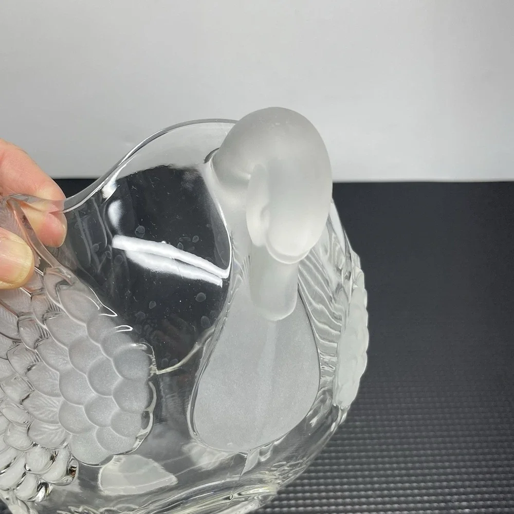 Vintage Mikasa Walter Glas Frosted Crystal Double Headed Swan Fruit Candy‎ Bowl